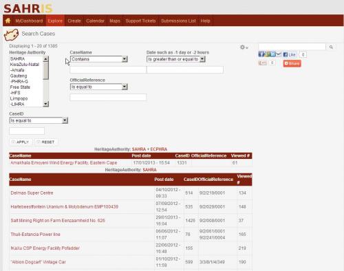 Cases listing page