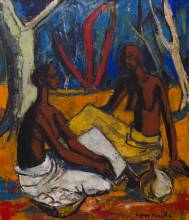 ‘Two Congolese women seated in a forest’, Maurice Charles Louis van Essche 
