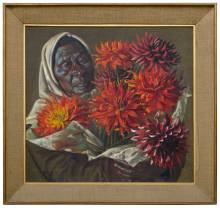 ‘Lady with dahlias’, Vladimir Griegorovich Tretchikoff (with frame)