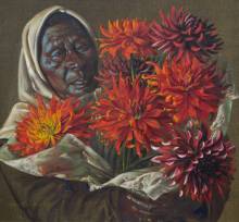 ‘Lady with dahlias’, Vladimir Griegorovich Tretchikoff 