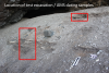 Photograph of the unexcavated surface of KEH 1, noting the planned locations of sampling.